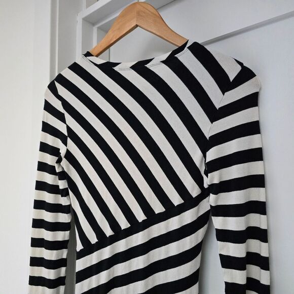Diane Von Furstenberg Promenade Stripe Colorblock Ruched Long Sleeve Dress - Picture 7 of 14